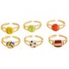 Colourful Adjustable Finger Ring Copper Sports Balls Shaped Open Rings Football Ear Clips  Holiday