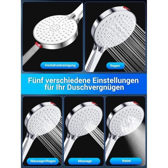 Pommeau de douche - SREWOHS - Économie d'énergie - Augmente la pression - Chromé - Montage mural