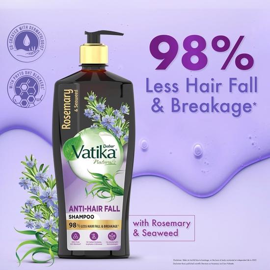 Dabur Шампунь против выпадения волос Vatika Rosemary & Seaweed - 640 мл | Уменьшает выпадение волос | Стимулирует рост и густоту волос | Создано совместно с дерматологом