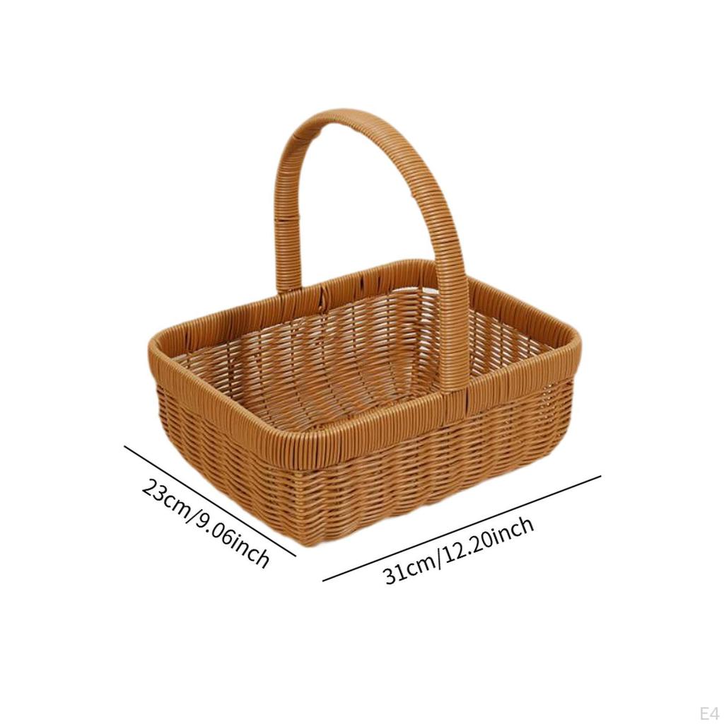 Imitation Rattan Picnic Basket Vegetable Fruit Picking Flower for Candy