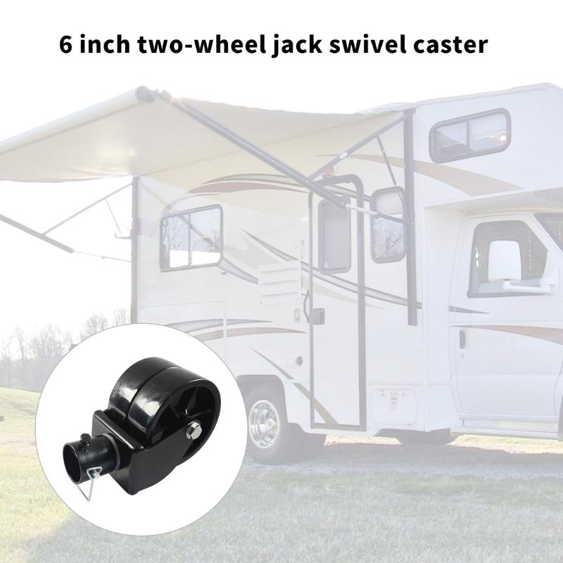 Universal 6 Inch Rotates Caster Wheel Double Wheel Rotates Casters Simple Installation Suitable for Most Trailer Jacks