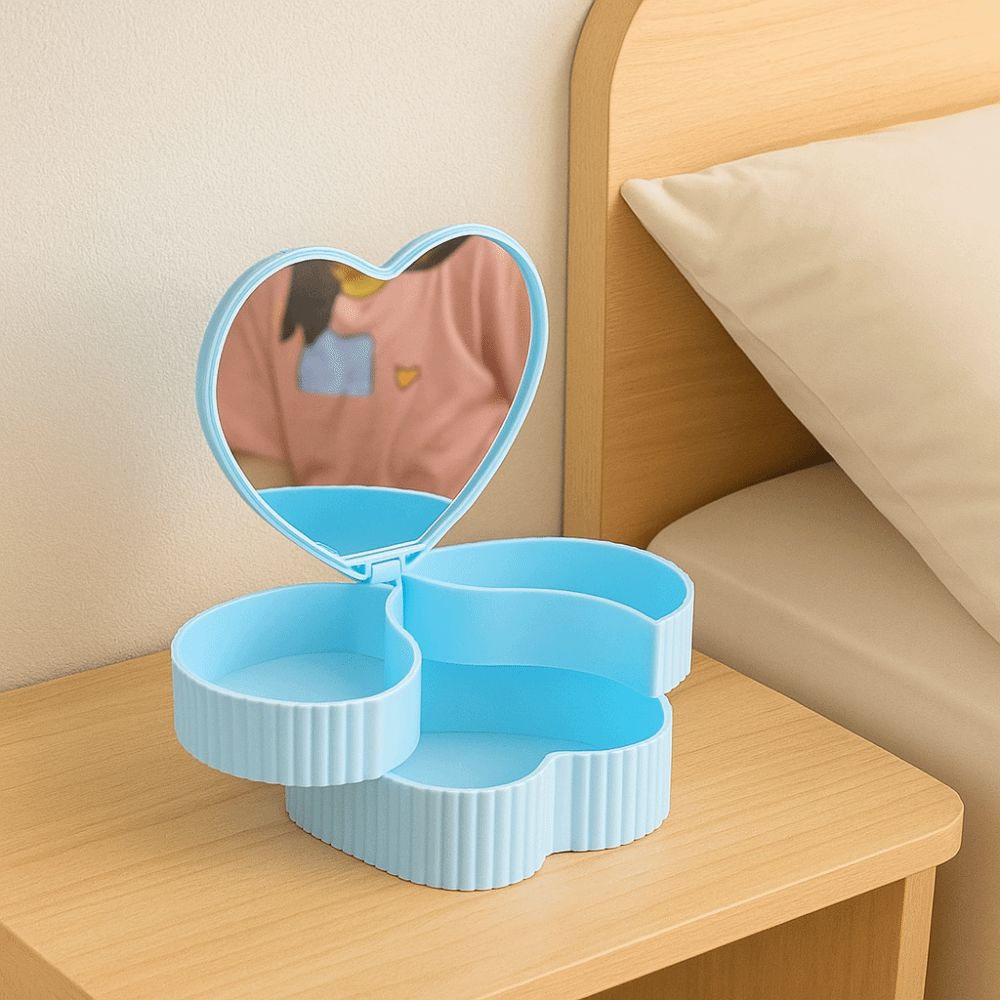 Rotating Heart Shape Jewelry Boxes Double Layer Jewelry Storage Boxes Jewelry Organizer Gift Box