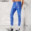 INCERUN осенне-зимние мужские кожаные тонкие эластичные леггинсы макси-брюки