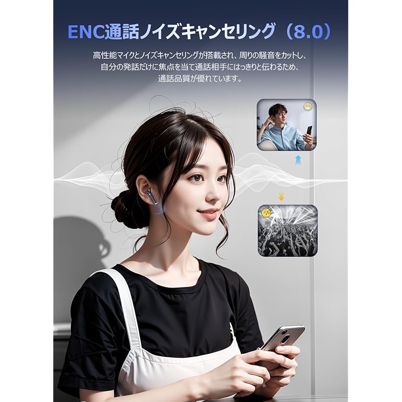 [Sound Quality Focused Version Powerful Bass Sound Clear Mid-treble] Earphones Bluetooth Wireless Earphones Bluetooth Earphones Bluetooth5.4 LED