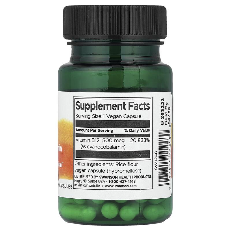 Vitamin B12, 500 mcg, 30 Vegan Capsules