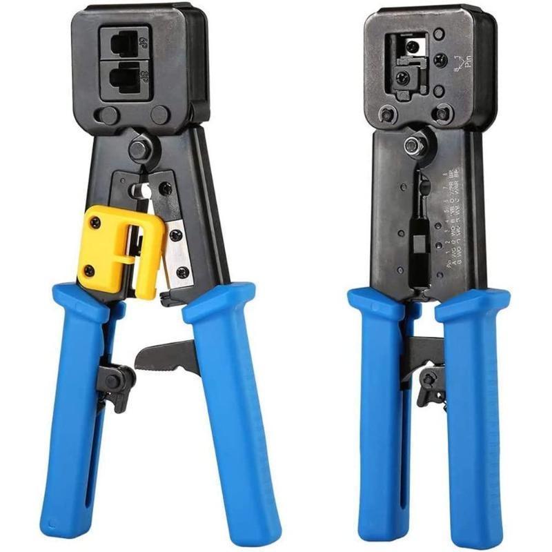 Инструмент для обжима RJ45 Ethernet Кримпер Cat6 Cat5 Cat5e Разъемы RJ45 проходные R11/RJ12 Обычные концы с 50 шт. разъемов 50 шт. колпачков