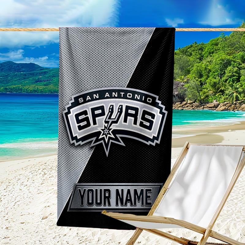 Custom Name Beach Towel San Antonio Logo Beach Towel, Soft Microfiber, Gift for Her/Him, Birthday, for Pool, Beach, Travel, Fan gifts