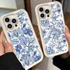 Чехол для телефона iPhone 17 Air 16E 15 16 Pro Max Сине-белый фарфоровый узор Чехол 14 Plus 13 12 Mini Мягкий корпус Силиконовый Забавный