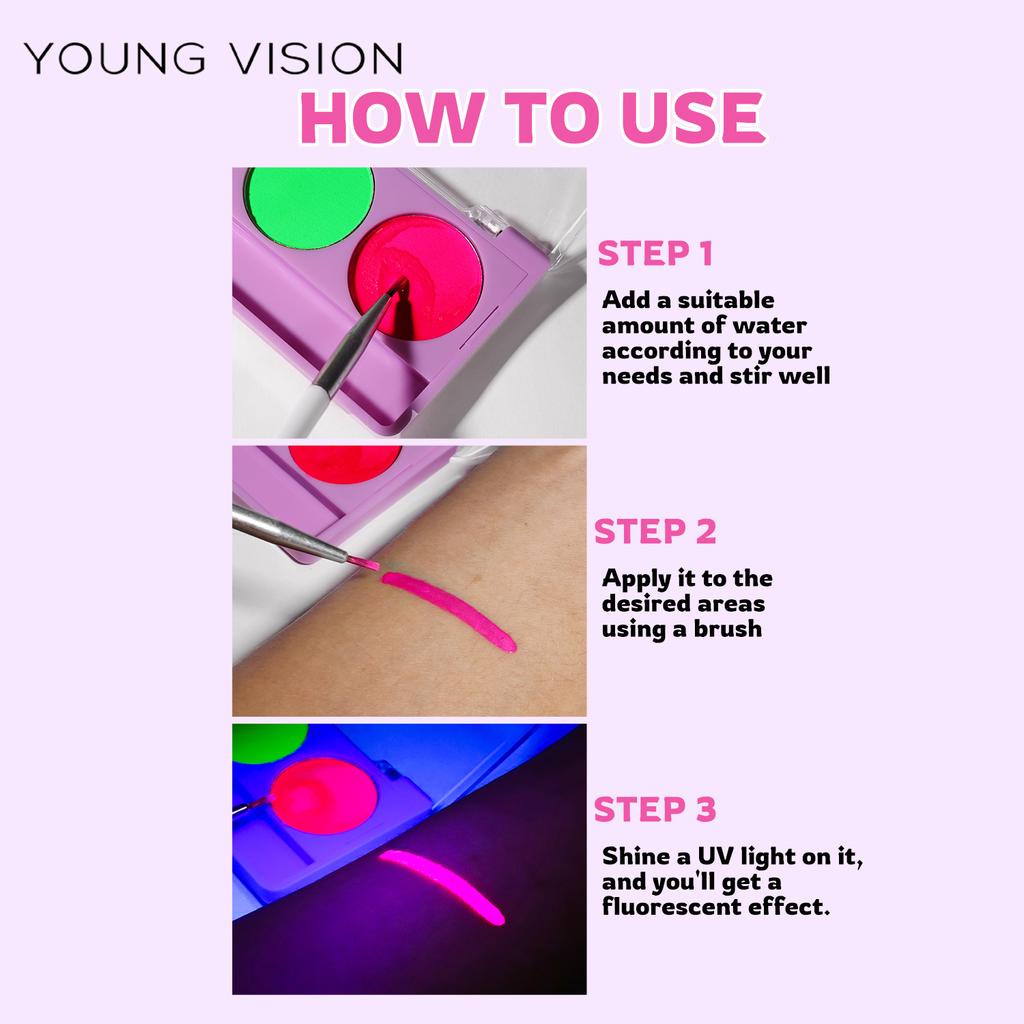 Флуоресцентная УФ-пластина для аквагрима лица, водорастворимая паста для аквагрима лица, сценический макияж