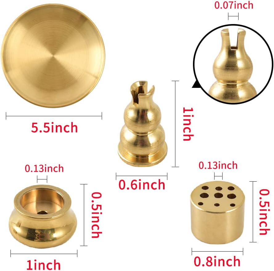 4 In 1 Metal Incense Burner Brass Incense Holder Incense Cone Holder for Tower Incense Incense Coil Ash Catcher Home Decor