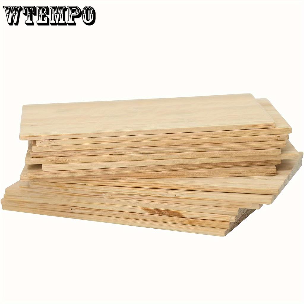 20-Pack Unfinished Bamboo Wood Planks for Carving and Crafts, Rectangular Blank Bamboo Panels