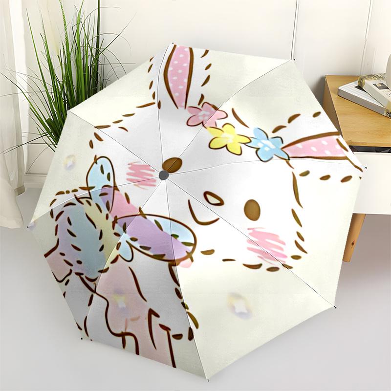 1pc Floral Bunny Umbrella: Automatic Opening & Closing, Foldable Design, Iron Frame, Outdoor Use, Festive Gift for Fans, Travelers, Daily Use.T034
