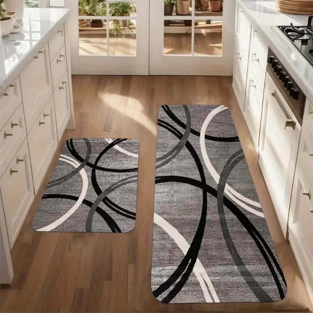 Modern Abstract Kitchen Mats Anti Fatigue Kitchen Rugs Washable Floor Mats Non Slip Kitchen Carpet for Home Office Floor Mat