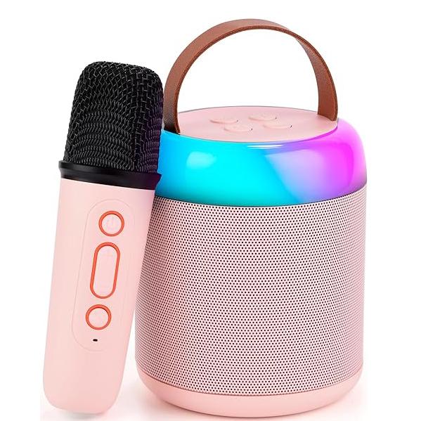 Караоке-машина, портативная Bluetooth-колонка с беспроводным микрофоном для взрослых и детей, портативная микрофонная колонка с динамической подсветкой