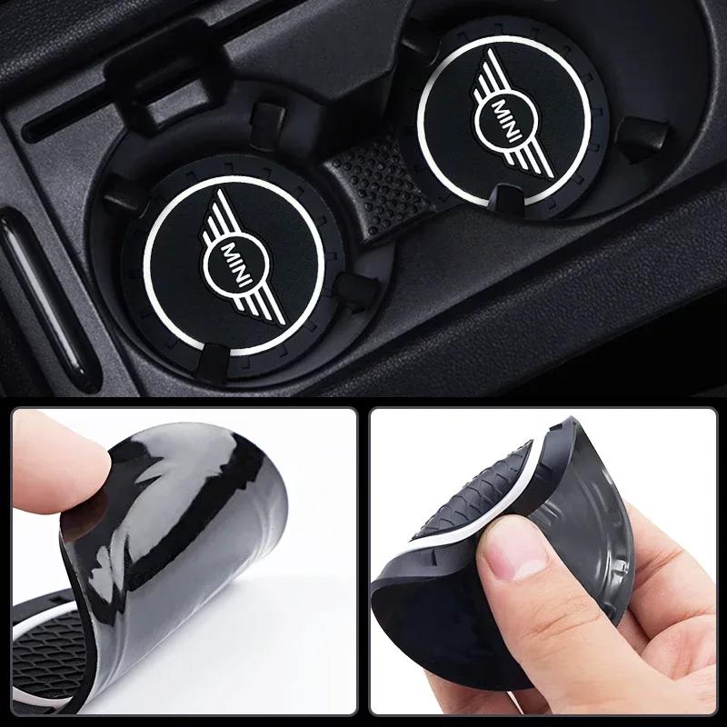 1/2Pc Car Auto Water Cup Slot Non-Slip Mat Water Cup Bottle Holder Mat For MINI Cooper JCW WORKS R55 R56 F55 F56 R57 R58 R59 R60 ycahd11