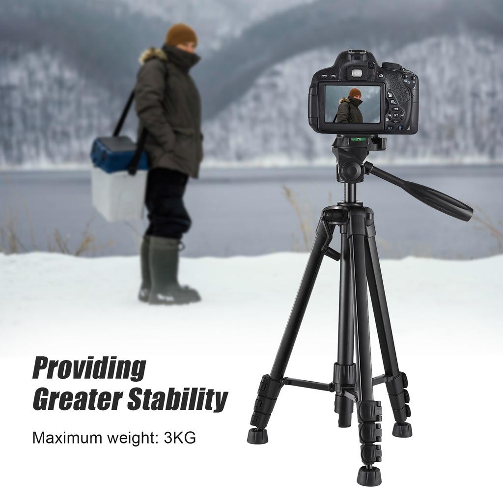 150cm/ 59in Portable Camera Tripod Stand Aluminum Alloy Photography Travel Tripod 3kg Load Capacity