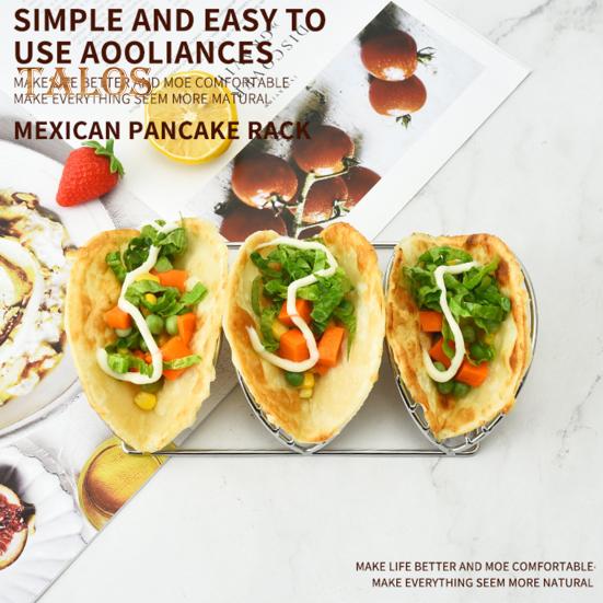 Stainless Steel Taco Holder Stands for 3 Tacos Rust-Proof Taco Tray Plates for Crispy Shells Heat-Resistant Burrito Stand for Holidays Outings