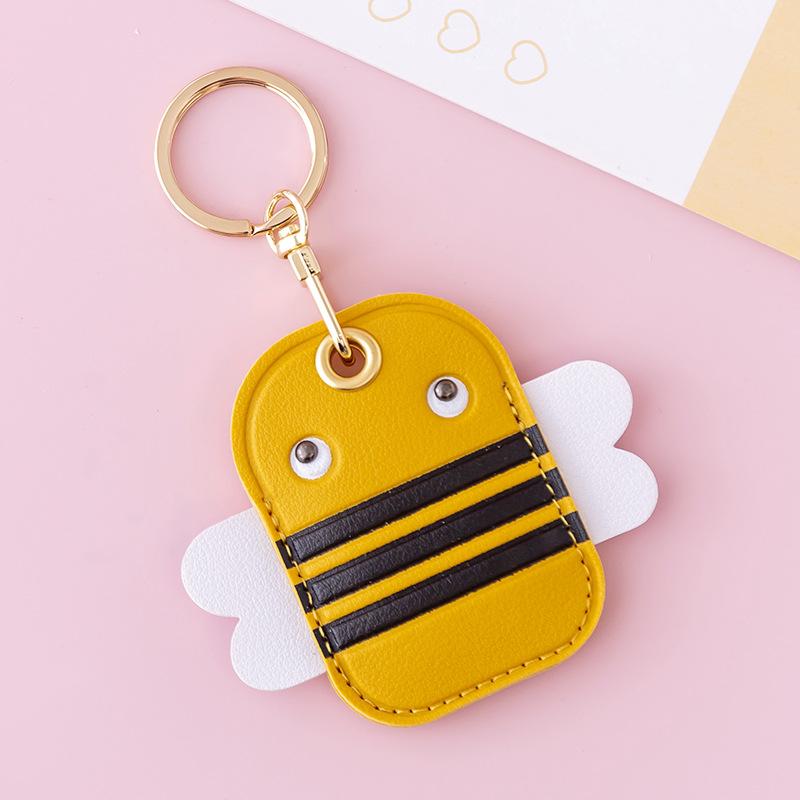 Leather Strawberry Lemon Keychain Case Holder  Women Car Key Ring Charm Bag Car Pendant Gift Anti-Lost Pet Dog Cat Collar