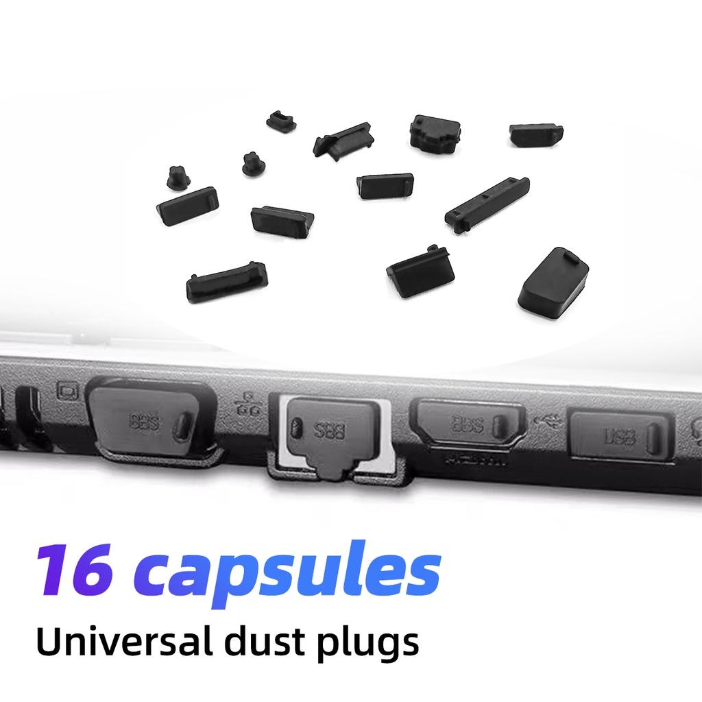 FONKEN 16pcs/set Anti-dust Plug Notebook Dustproof Stopper Laptop Universal USB Silicone Dust Plug Computer Interface Waterproof Cover