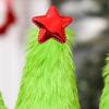 Green Plush Christmas Tree Ornaments Soft Furry Xmas Decor with Star Topper Holiday Table Centerpieces Party Supplies