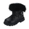 Children's Snow Boots Elegant Plush Solid Color Kids Rhinestones Short Boots Fashion Girls Catwalk Boots All Match 2024 Winter