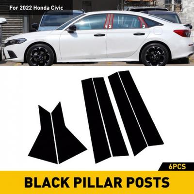 6 шт. Черная Глянцевая Накладка на Стойки Окна BC для Honda Civic Sedan 2022