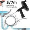 7/3M Drain Clog Remover Tool Drain Auger For Sewer Kitchen Sink Bathroom Toilet Clogged Reusable Drain Cleaner Non-slip Handle
