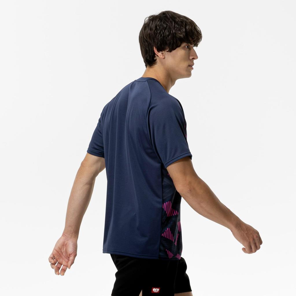 Mizuno Table Tennis Game Short JTTA Dress Navy Shirt, Sleeve, Certified, Moisture-Wicking, Quick-Drying, Unisex, 82JAC104,