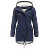 Women Drawstring Hoodie Coat  Warm Inside Fleece Padded Coat Slim Zipper Coat