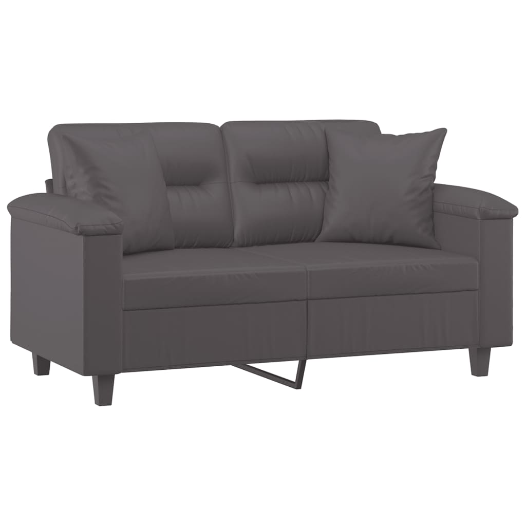 Vidaxl 2-Osobowa Sofa Z Poduszkami, Szara, 120 Cm, Sztuczna Skóra