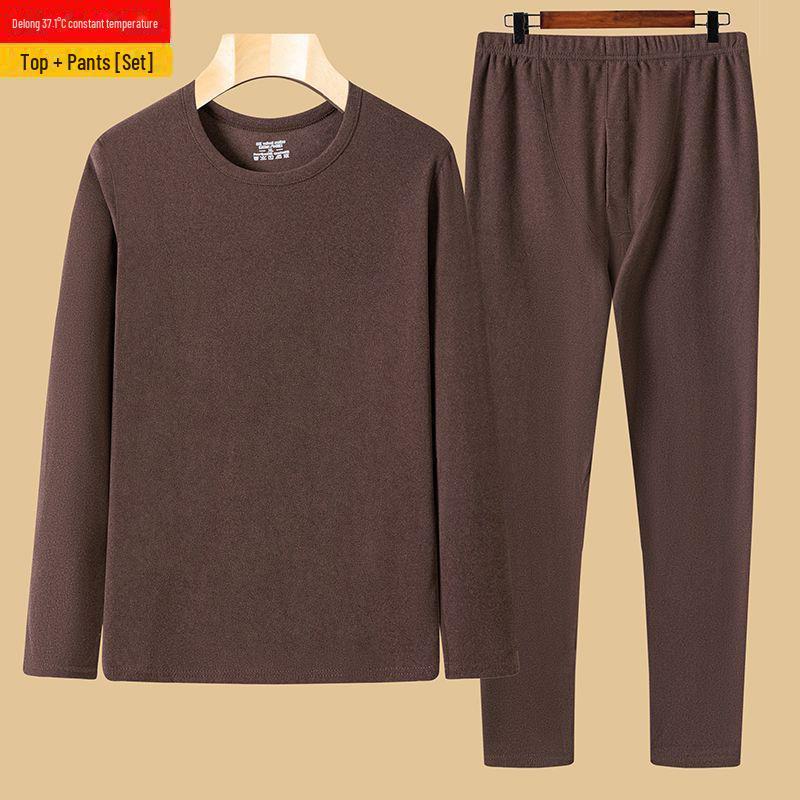 Men's Self-Heating Double-Sided Velvet Thermal Underwear Set - Thickened for Autumn and Winter
