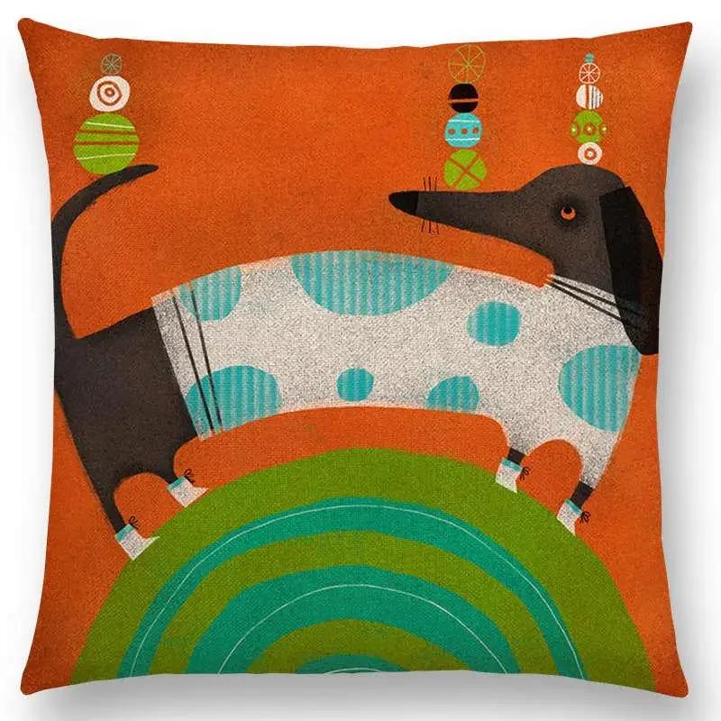 Абстрактная Фэнтези Животные Живопись Наволочка для Подушки-Пледа на Диван Такса Сова Кошка Собака Белка Кролик Лиса Слон