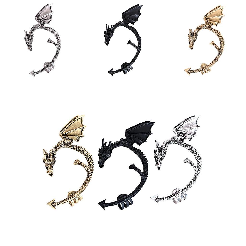 Alloy Dragon Ear Clips Accessories With Punk Style For Streetwear Fashion Wear