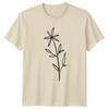 Simple Botanical Flower Line Art T-Shirt Minimalist Floral Birthday Gift