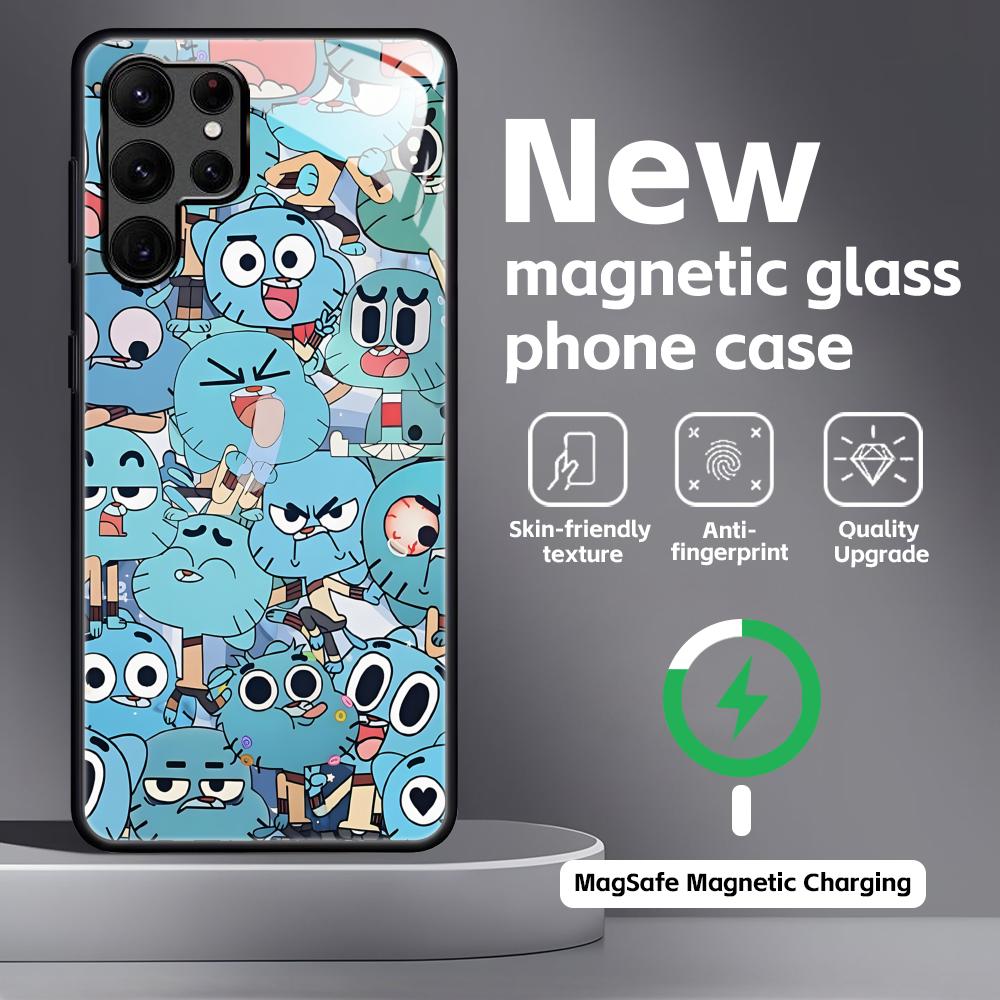 The Amazing World of Gumball Phone Case For Samsung S25 S24 S23 S22 S21 S20 Plus Ultra Note20 Glass Magnetic Case