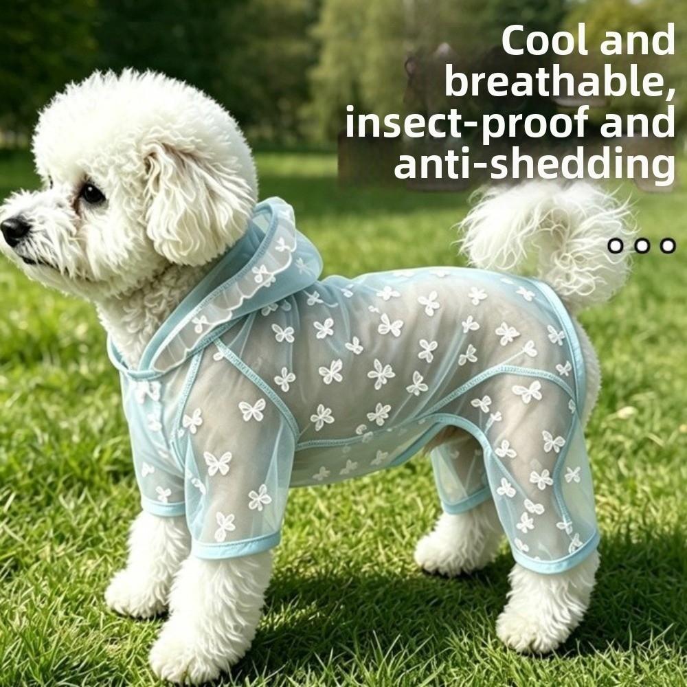 Thin Breathable Dog Sunscreen Clothes Butterfly Pattern Dog Cooling Jumpsuit Summer Season