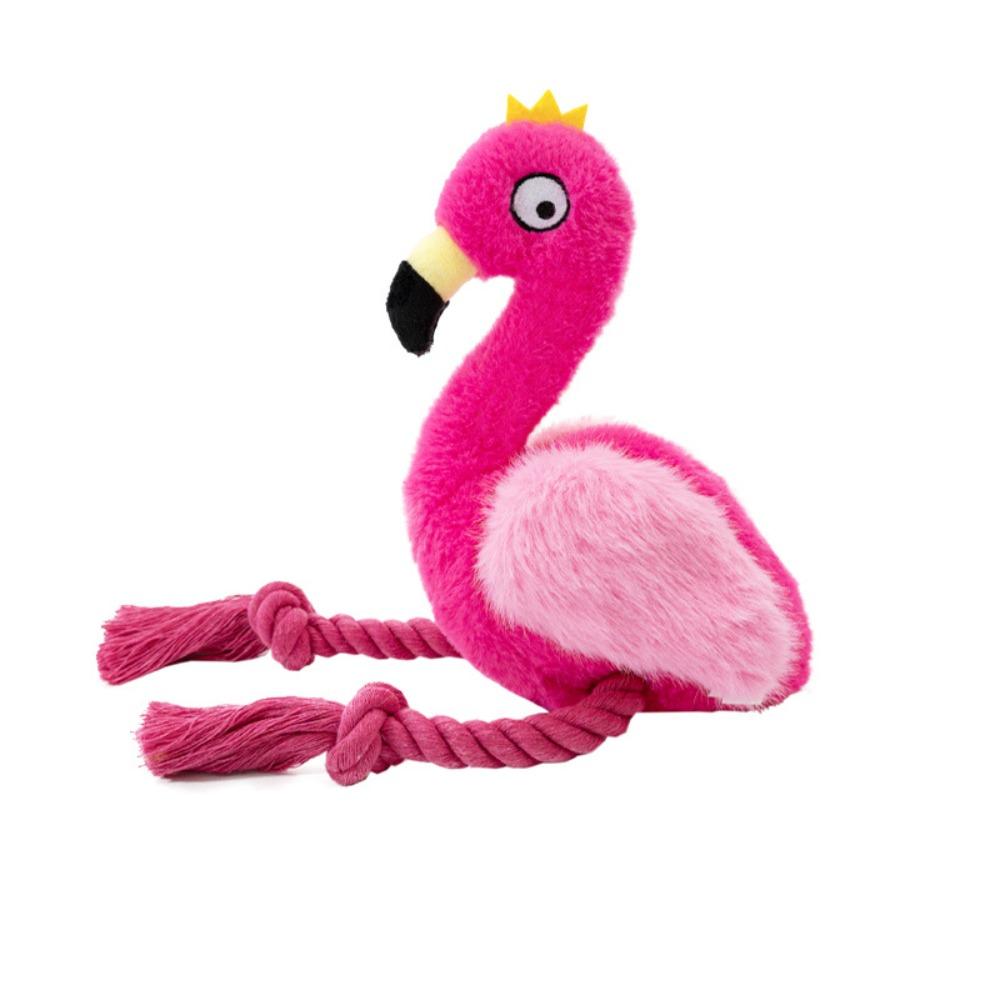 Safe Durable Braided Bite Dog Chew Toys Resistant Puppy Molar Cleaning Teeth Cotton Rope Plush Flamingo Dog Bite Rope Dog Toys