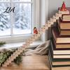 Santa Claus Tabletop Ornament Christmas Staircase Countdown Calendar, Wooden with Advent Calendar for Home Doll, 24 Days Holiday Bookshelf Display