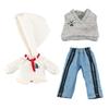 Костюм размера Obitsu 11 OB11 для куклы Obitsu 11 см, комплект одежды в школьном стиле, шапка с кроличьими ушками, худи, жилет, брюки (Набор из 3 предметов)