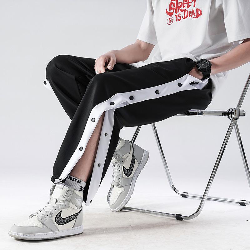 Мужские спортивные брюки-джоггеры на кнопках для межсезонья - Повседневная свободная посадка для весенних и осенних тренировок по баскетболу