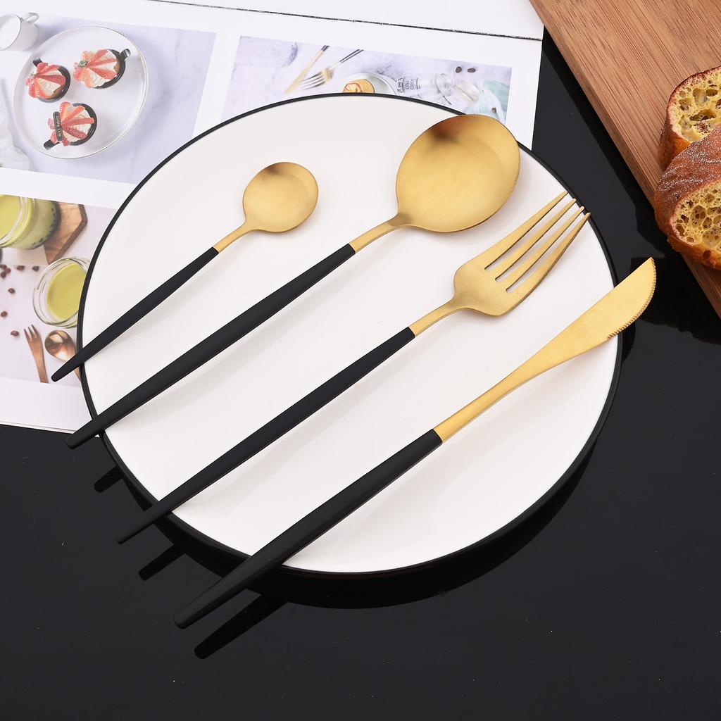 30 шт. черная матовая посуда из нержавеющей стали, нож, вилка для фруктов, ложка, столовые приборы, набор столовых приборов, набор кухонных столовых приборов, сервис на 6 персон