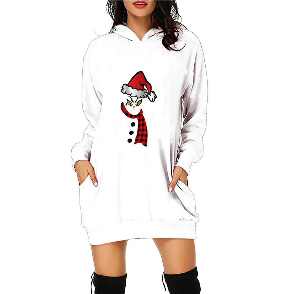 Женская повседневная модная толстовка с длинным рукавом и рождественским принтом