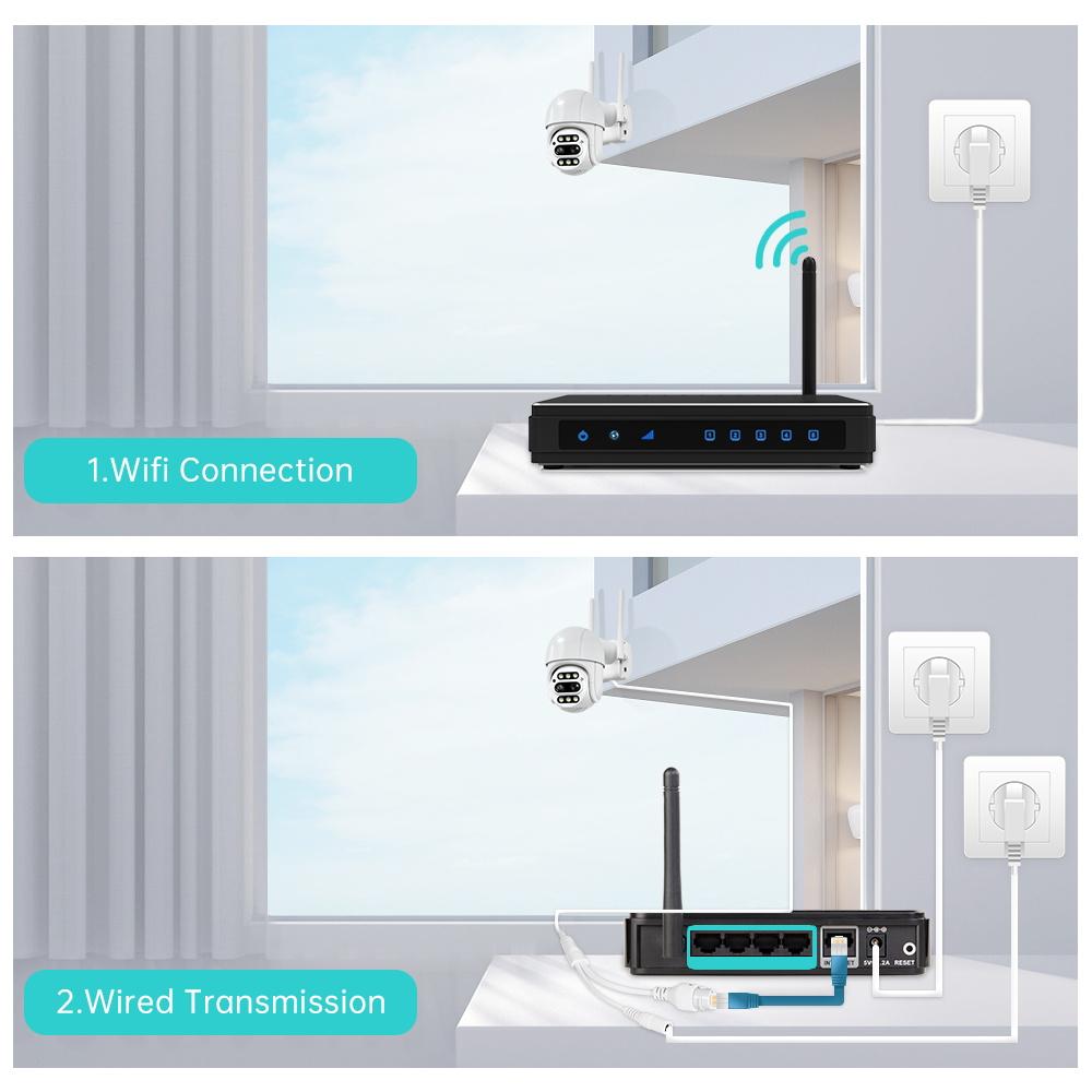 8-мегапиксельная 4K PTZ IP-камера с 8-кратным зумом, двойной объектив, камера видеонаблюдения с функцией обнаружения человека, наружная камера видеонаблюдения с Wi-Fi и поддержкой технологии ICSEE Alexa