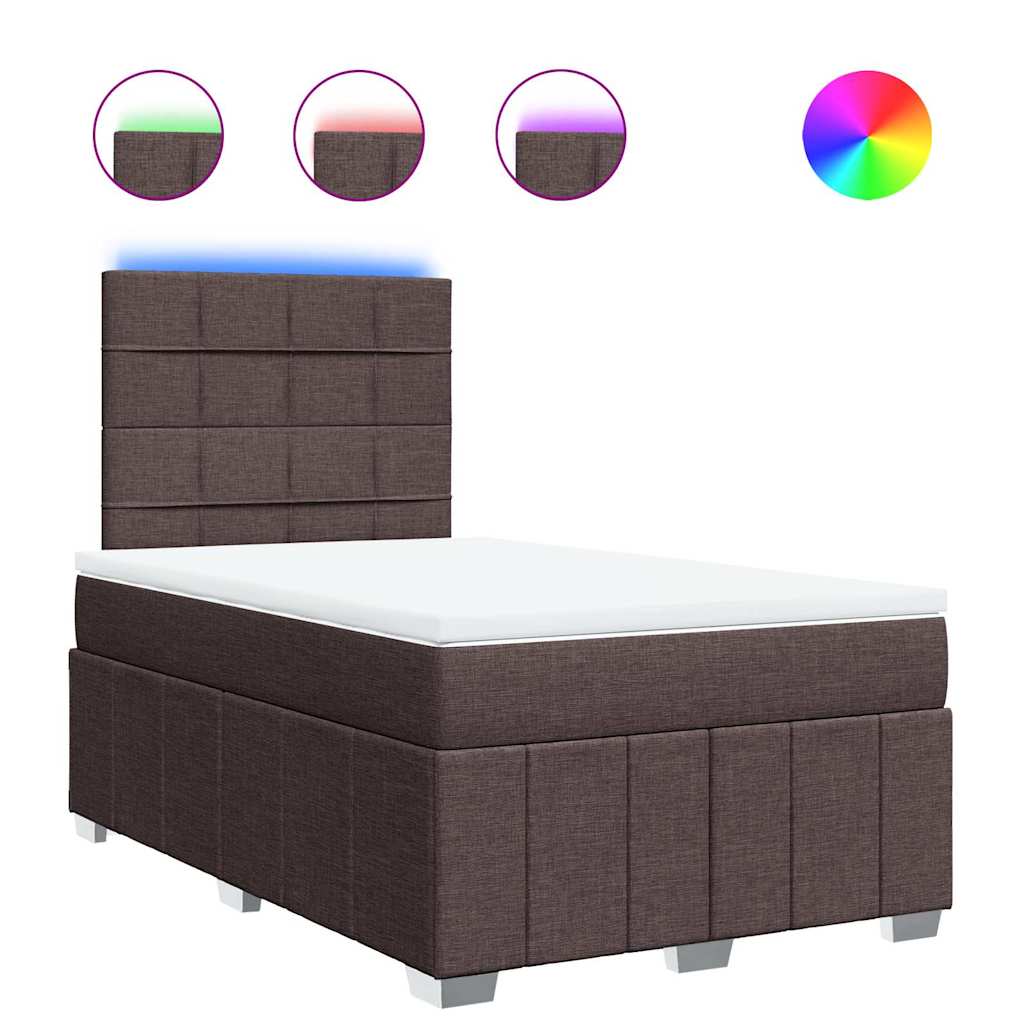Box Spring Bed with Mattress Dark Brown 120x190 cm Fabric