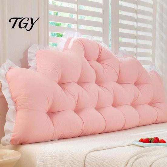 Cushion for Dorm Room Headboard with Ruffle Trim, Pillow, Crown Shape, Bed Decorative Backrest Wedge Support Pillow College Bedroom Decor, Reading
