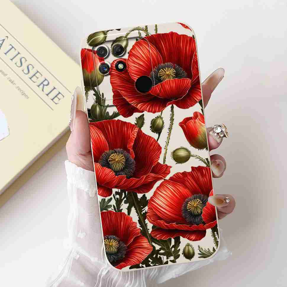 Чехол для Realme Narzo 50A RMX3430 Цветы Мягкий Силиконовый Чехол для Oppo Realme Narzo50a 6.51" Модный Защитный Чехол