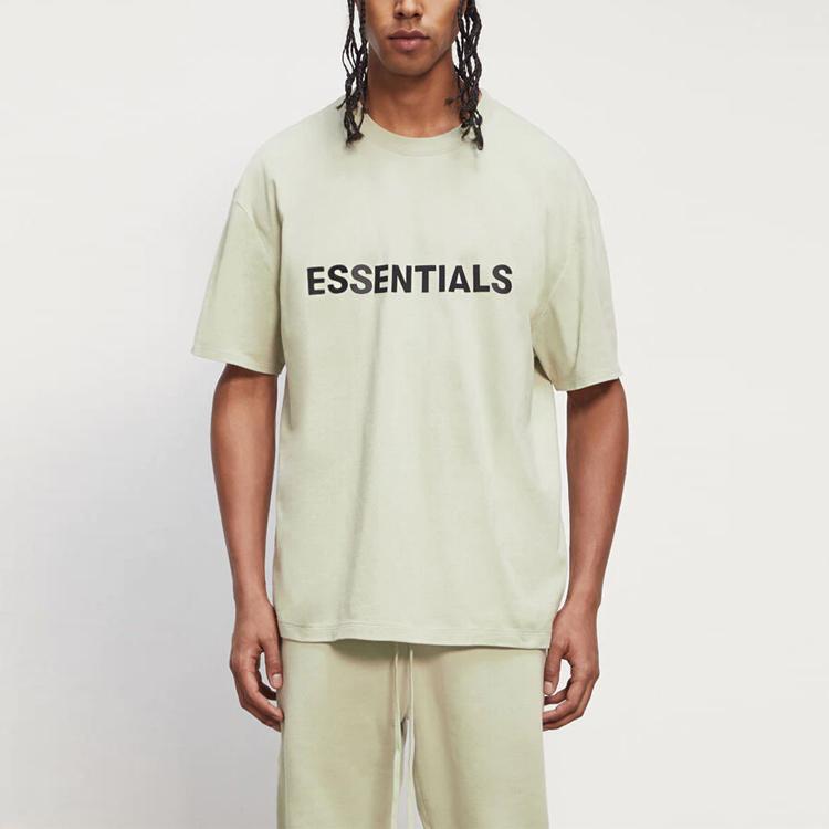 Fear of God Essentials Осень/Зима 2020 Футболка с коротким рукавом Мужские топы Шалфейно-зеленый FOG-FW20-301