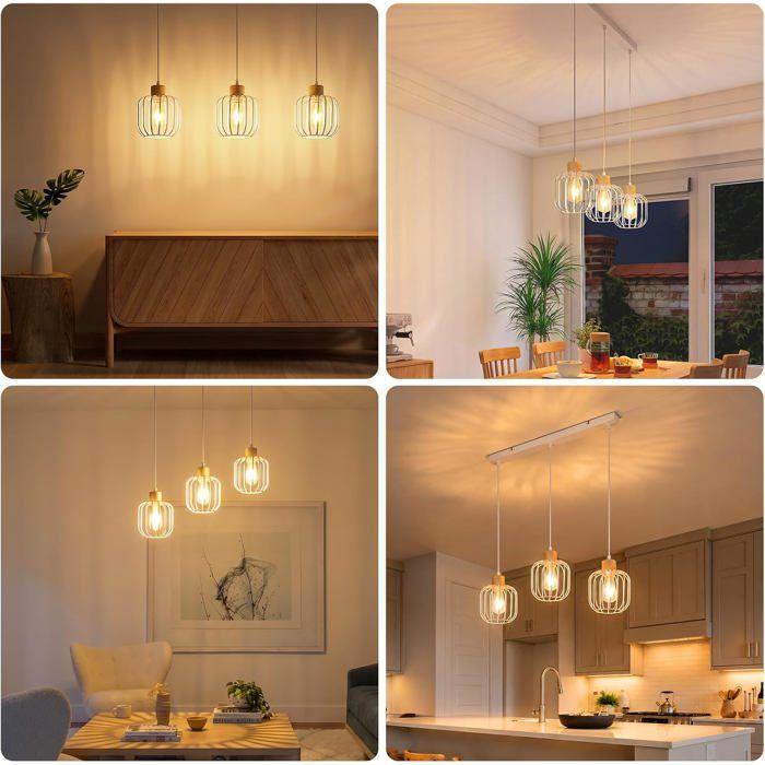 Lustre - NETTLIFE - Lustre 3 ampoules - E27 - Blanc - Métal moderne scandinave