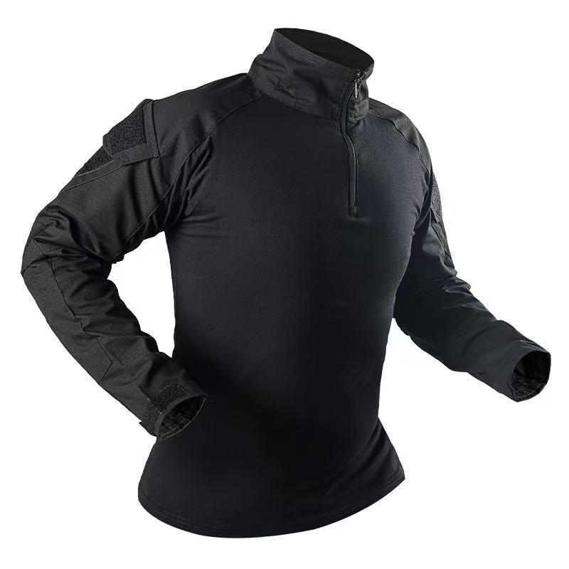 Mens Tactical Military-Style Camo Long Sleeve Training Shirt Outdoor Combat Uniform Hiking Camping Shooting Sports