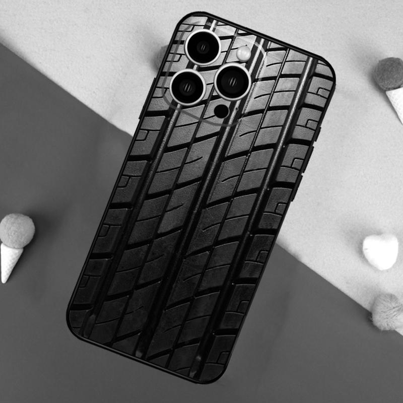 Черный чехол с текстурой протектора шины для iPhone 15 16 Pro Max 11 12 13 Mini 14 15 Pro Max 15 Plus XR 16e Задняя крышка телефона